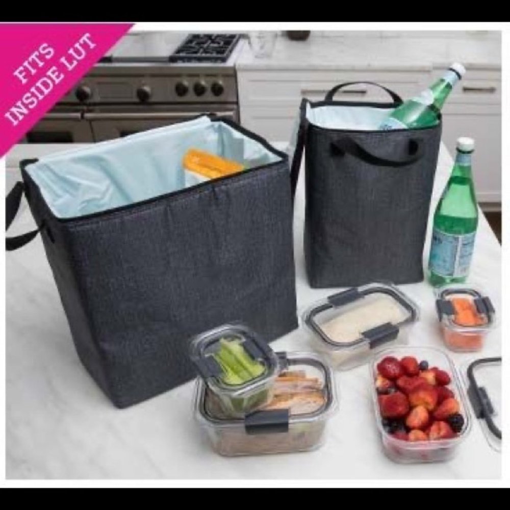Thirty-One Double Chill Thermal Set - Black Crosshatch - NIB